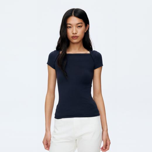 Oneup花边方领短袖 商品图0