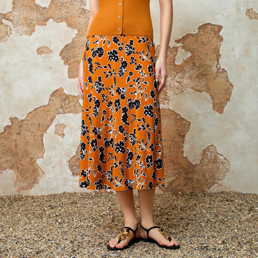 EITIE爱特爱气质通勤高腰显瘦a字印花半身裙夏季新款8206914 商品图2