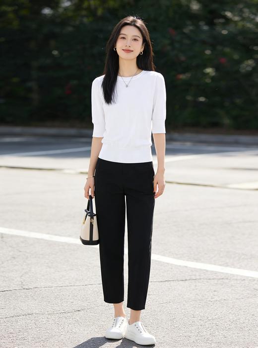 预售 臣禾	【自在针织T】含蚕丝圆领中袖正肩针织衫上衣	9261050675 商品图4