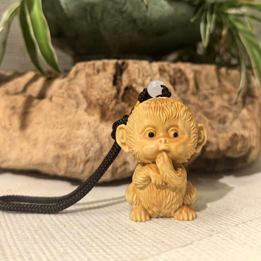 Q萌可爱小猴°黄杨摆件/挂件 商品图0