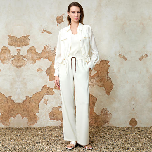 EITIE爱特爱夏季新款舒适垂坠显瘦松紧高腰休闲裤8205903 商品图3