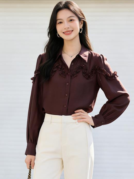 预售 臣禾	【天丝木耳边衬衫】90%莱赛尔翻领长袖衬衣防晒衫	9261040475 商品图11