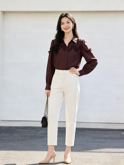 预售 臣禾	【天丝木耳边衬衫】90%莱赛尔翻领长袖衬衣防晒衫	9261040475 商品图4