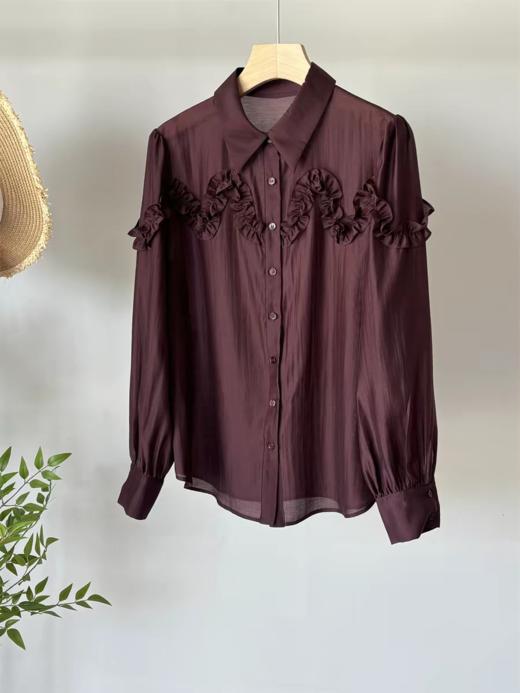 预售 臣禾	【天丝木耳边衬衫】90%莱赛尔翻领长袖衬衣防晒衫	9261040475 商品图8