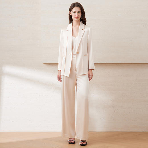 EITIE爱特爱春季新款高腰气质通勤纯色显瘦裤子7705416 商品图1