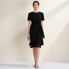 EITIE爱特爱优雅气质黑色拼接蕾丝花边短袖通勤连衣裙2026夏新款B2607204 商品缩略图1