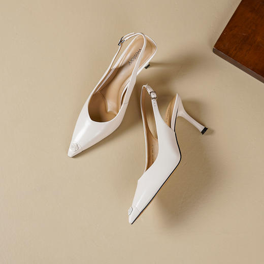 Westory2026年夏季胎牛高跟小方头后空鞋通勤百搭空凉鞋W26AH51411 商品图8