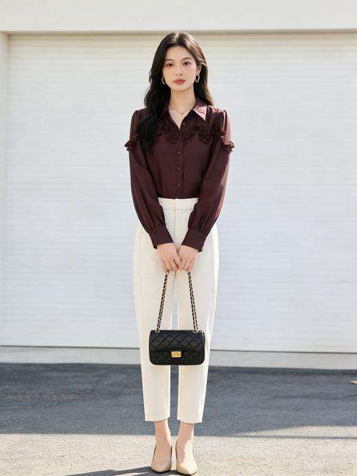 预售 臣禾	【天丝木耳边衬衫】90%莱赛尔翻领长袖衬衣防晒衫	9261040475 商品图5