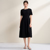 EITIE爱特爱黑色简约法式赫本风领口钉珠A字显瘦连衣裙2026夏新款B2607206 商品缩略图1