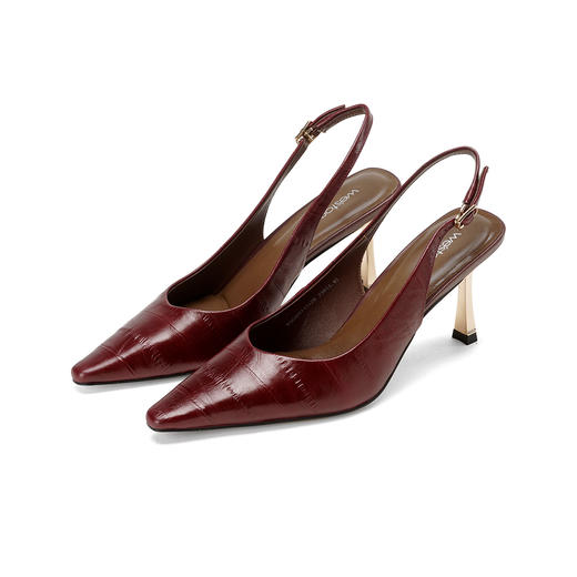 Westory2026年夏季胎牛高跟小圆尖头后空鞋通勤百搭空凉鞋W26AH51431 商品图0