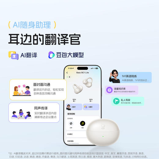 【潮电推荐】倍思 Bass系列 BC1 Lite 开放式真无线耳机 商品图6