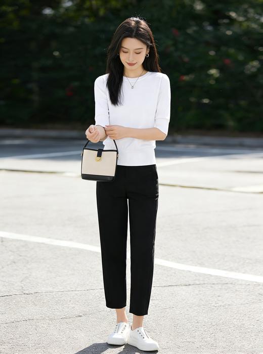 预售 臣禾	【自在针织T】含蚕丝圆领中袖正肩针织衫上衣	9261050675 商品图6