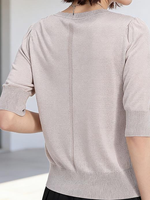 预售 臣禾	【自在针织T】含蚕丝圆领中袖正肩针织衫上衣	9261050675 商品图12