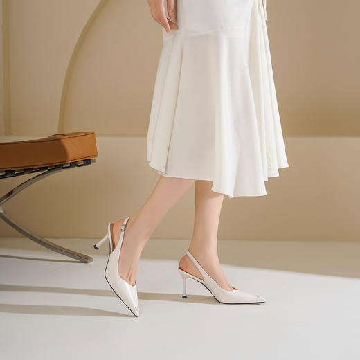 Westory2026年夏季胎牛高跟小方头后空鞋通勤百搭空凉鞋W26AH51411 商品图5