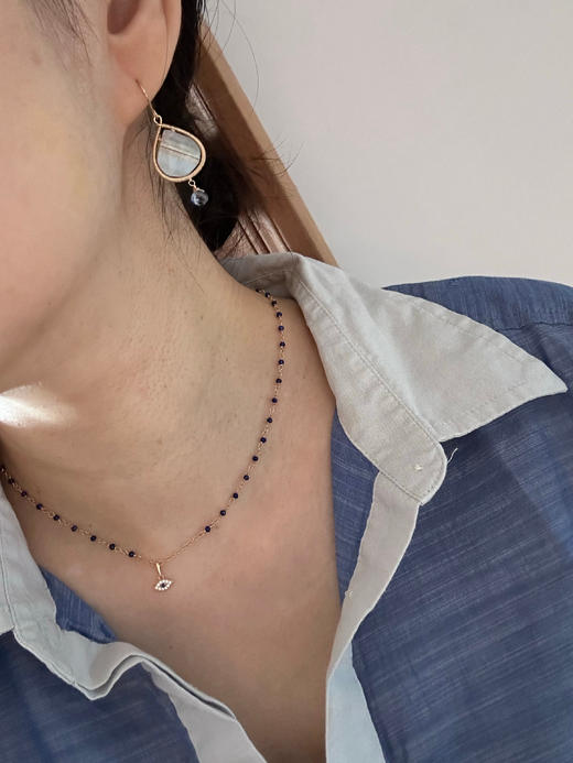 SpoiledBrat Jewelry蓝纹欧泊坦桑石耳环 商品图3