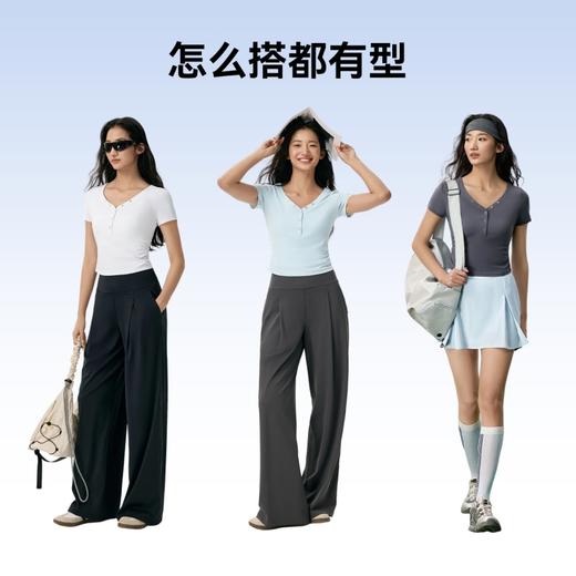 魔力薇薇V领水波纹抽褶T恤女短袖2026夏新款轻薄磨毛显瘦运动上衣 商品图4