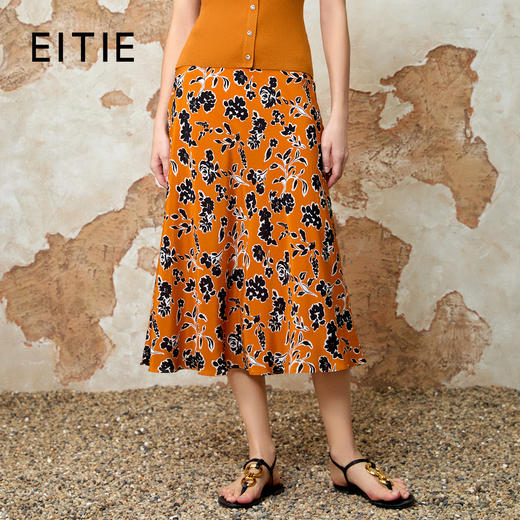 EITIE爱特爱气质通勤高腰显瘦a字印花半身裙夏季新款8206914 商品图0