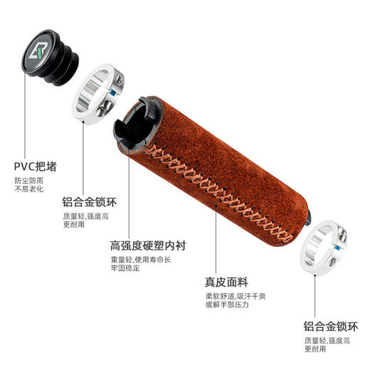 洛克兄弟自行车把套绒面山地车把手套握把通用防滑锁死骑行配件 商品图3