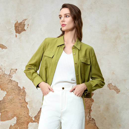 EITIE爱特爱简约时尚通勤百搭收腰短款休闲外套夏季新款8203906 商品图7