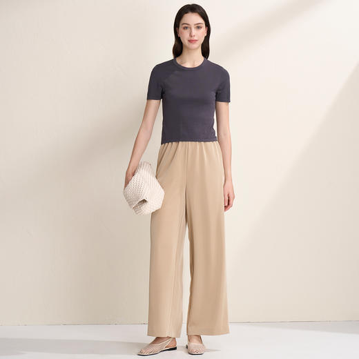 EITIE爱特爱透气舒适百搭纯色显瘦正肩短袖针织上衣2026夏季新款B2601210 商品图10