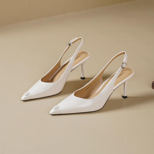 Westory2026年夏季胎牛高跟小方头后空鞋通勤百搭空凉鞋W26AH51411 商品图7