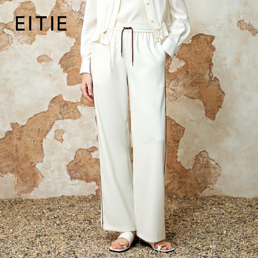 EITIE爱特爱夏季新款舒适垂坠显瘦松紧高腰休闲裤8205903 商品图0