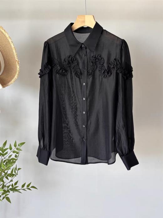 预售 臣禾	【天丝木耳边衬衫】90%莱赛尔翻领长袖衬衣防晒衫	9261040475 商品图9