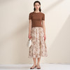 EITIE爱特爱复古褐色印花莱赛尔混纺A字松紧腰半身裙2026夏季新款B2606210 商品缩略图1