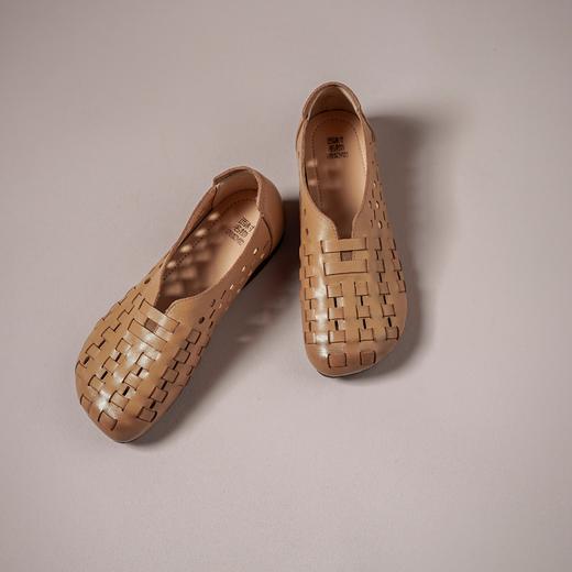 【牛皮革】西村名物2026年春季新款舒适平底猪皮内垫编织冲孔镂空洞洞空鞋T26AH18401 商品图4