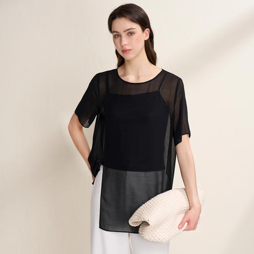 EITIE爱特爱温柔通勤两件套宽松直筒显瘦上衣T恤夏季新款8213909 商品图2