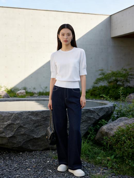 预售 臣禾	【自在针织T】含蚕丝圆领中袖正肩针织衫上衣	9261050675 商品图5