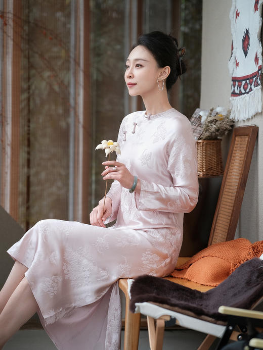 盛唐牡丹| 粉色梅兰竹菊旗袍裙 商品图5