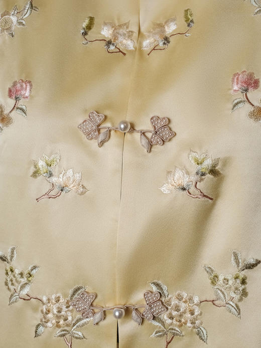 盛唐牡丹盛奢系列 | 松花黄手推绣真丝马甲 商品图3