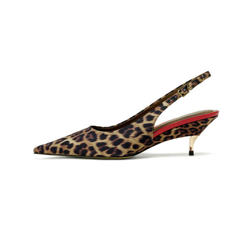 Westory2026年春季尖头中跟豹纹后空鞋时髦空凉鞋W26AH51421 商品图10