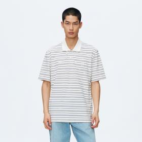 Oneup立体刺绣短袖条纹POLO