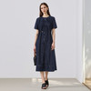 EITIE爱特爱气质松弛感文艺风抽绳收腰宽松直筒连衣裙2026夏新款B2607232 商品缩略图1