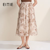 EITIE爱特爱复古褐色印花莱赛尔混纺A字松紧腰半身裙2026夏季新款B2606210 商品缩略图0
