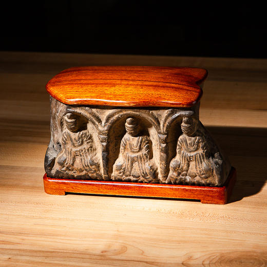 南北朝佛造像古砖镶嵌歙石制砚 商品图0