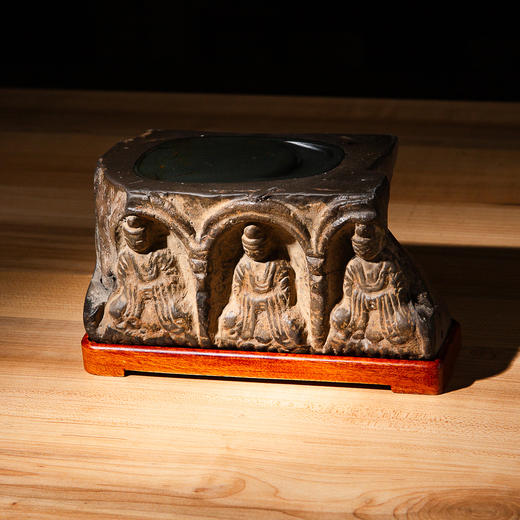 南北朝佛造像古砖镶嵌歙石制砚 商品图1