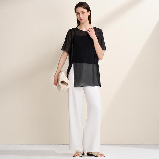 EITIE爱特爱温柔通勤两件套宽松直筒显瘦上衣T恤夏季新款8213909 商品图1