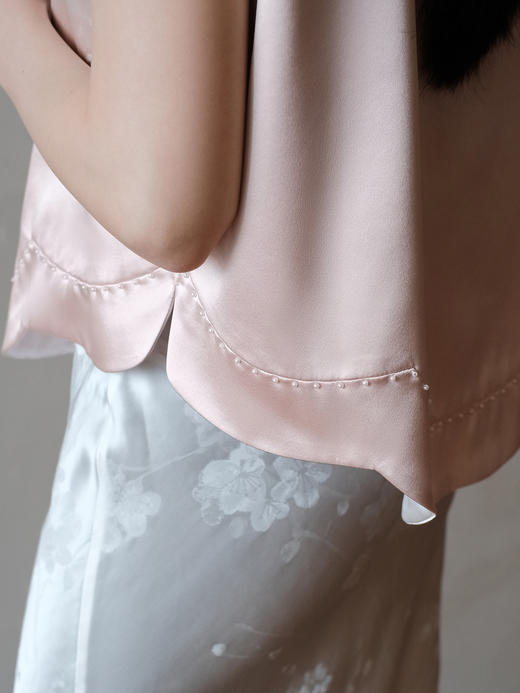 盛唐牡丹盛奢系列 | 粉凤仙手推绣真丝马甲 商品图6