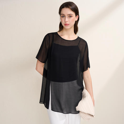 EITIE爱特爱温柔通勤两件套宽松直筒显瘦上衣T恤夏季新款8213909 商品图3