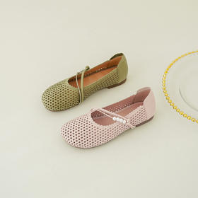 【牛皮革】西村名物2026年春季新款猪皮内里内垫舒适平底镂空玛丽珍鞋洞洞空鞋T26AH17841