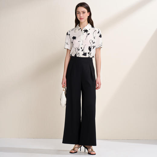 EITIE爱特爱夏季新款气质简约通勤撞色印花衬衫上衣8209903 商品图1