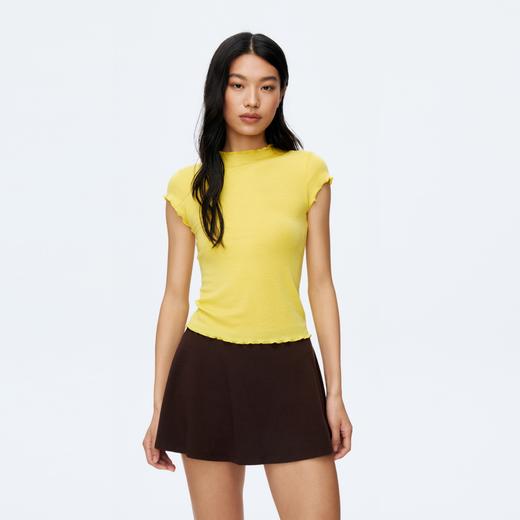 Oneup天丝羊毛木耳边短袖T恤 商品图0