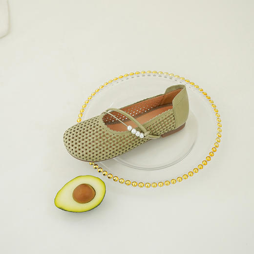 【牛皮革】西村名物2026年春季新款猪皮内里内垫舒适平底镂空玛丽珍鞋洞洞空鞋T26AH17841 商品图5