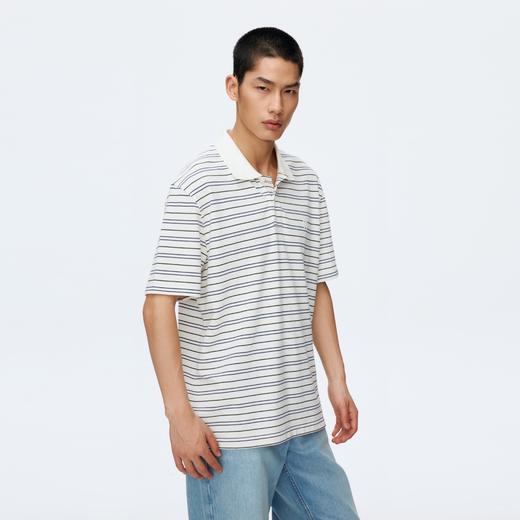 Oneup立体刺绣短袖条纹POLO 商品图2