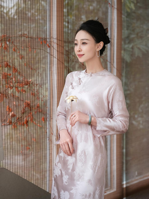 盛唐牡丹| 粉色梅兰竹菊旗袍裙 商品图0