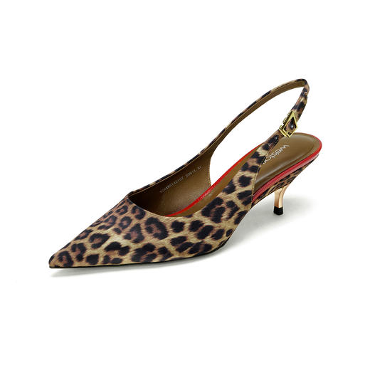 Westory2026年春季尖头中跟豹纹后空鞋时髦空凉鞋W26AH51421 商品图9