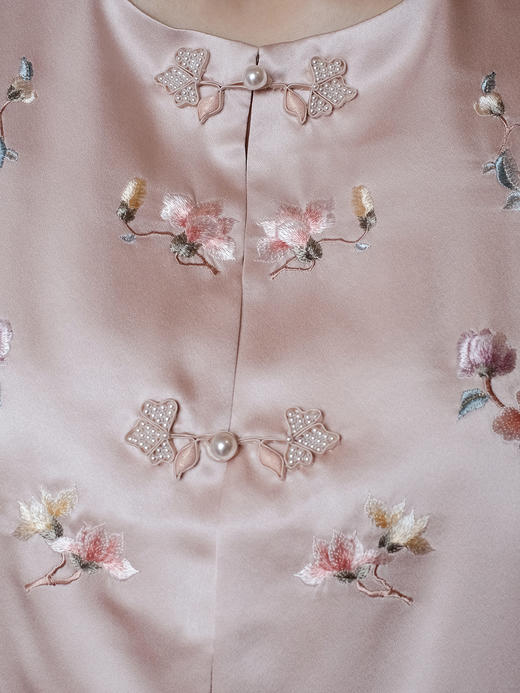 盛唐牡丹盛奢系列 | 粉凤仙手推绣真丝马甲 商品图4